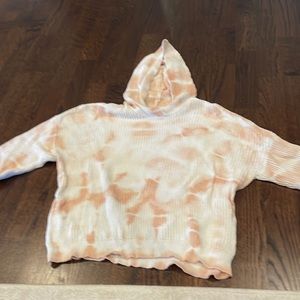 Orange and White tie dye sweater with hood